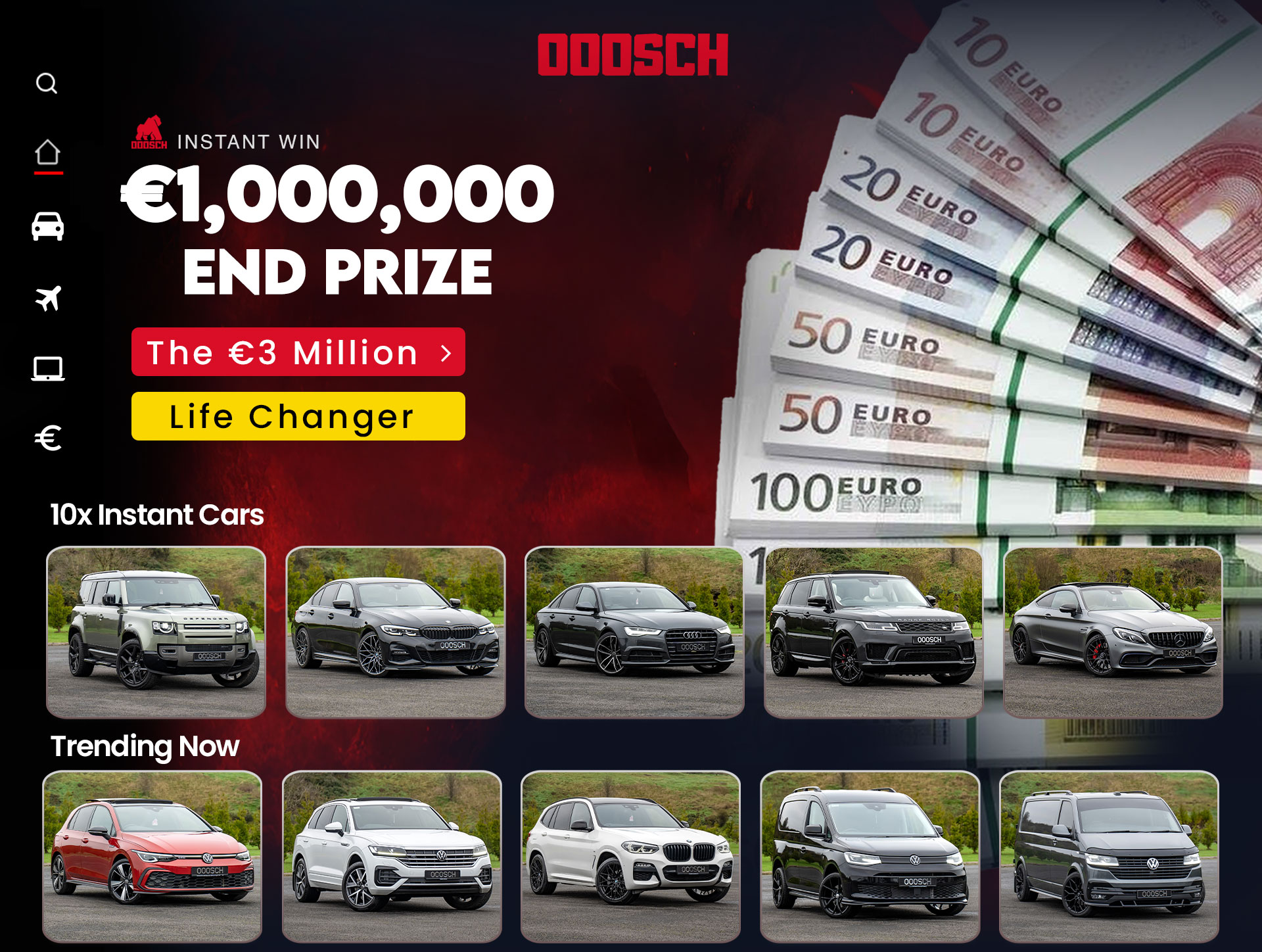 The €3 Million Life Changer Instant Win - 10 x CARS - €1,000,000 CASH End Prize